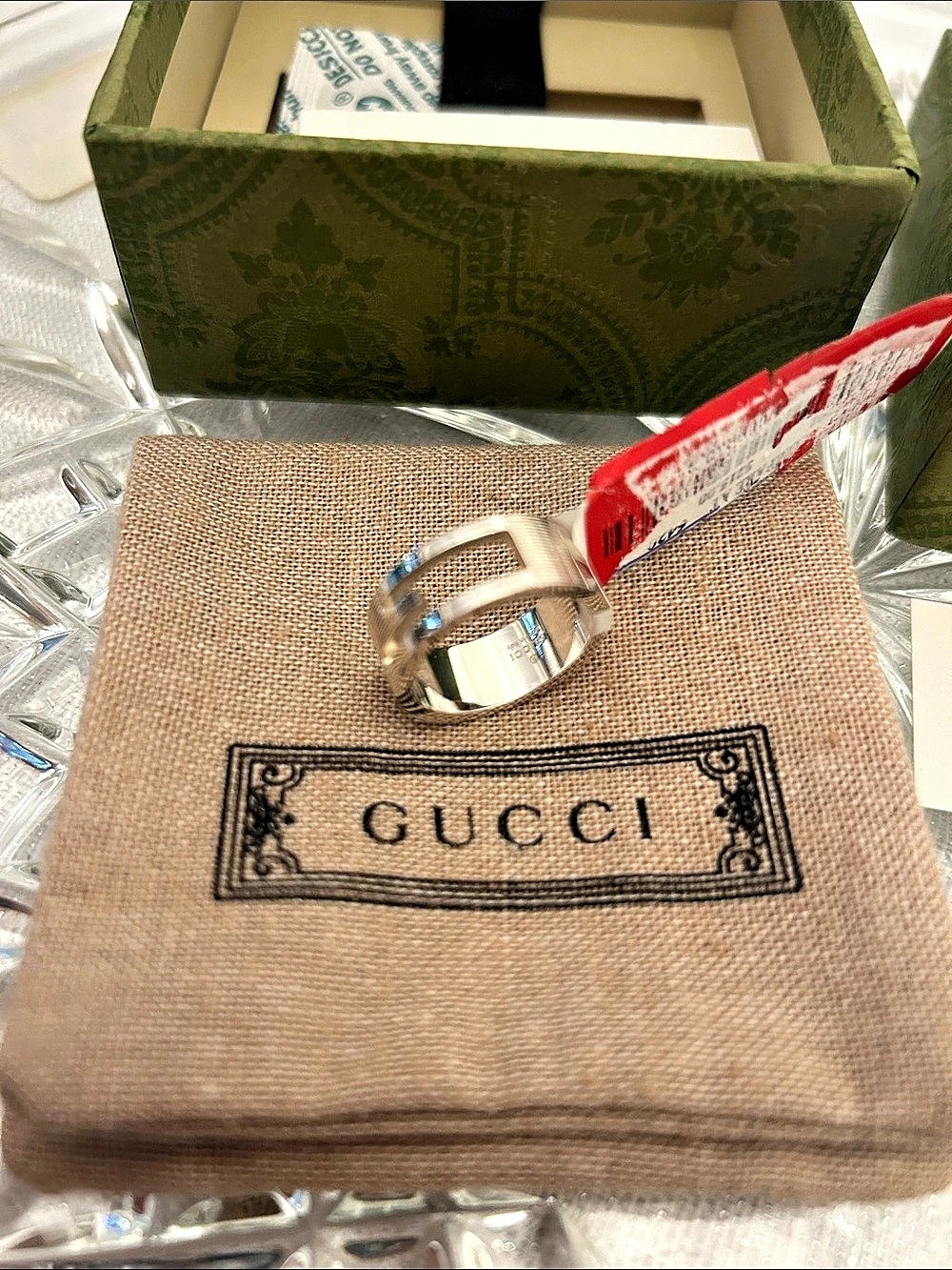 Gucci Interlocking G Cutout Silver Ring Brand new in box